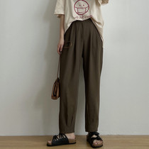 Wood Pint Straight Silo Western Dress Pants Woman 2021 Spring new Korean version Loose High Waist Display Slim Fit Casual Kharen Pants