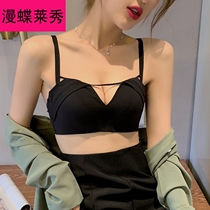 Mens underwear womens confused summer white bra 2021 New Summer model small chest gathering without steel ring bra set thin