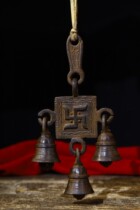 Tibetan old bronze bell copper tire hand tapping the wire of the wind ringing machine Buddhao household wall hanging