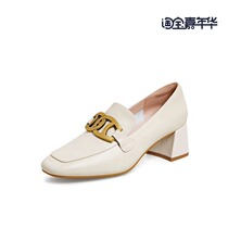 Teenmix Tian Meiyi 2021 Autumn New British style Lofu shoes coarse heel casual cowhide womens single shoes 1LFXD