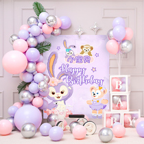 Girls children babies one-year-old stars birthday theme decoration scenes 100-day banquet background wall balloons