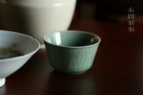 Plum green lotus petal cup Master cup Longquan New generation craftsman Hu Jianyong hand-made