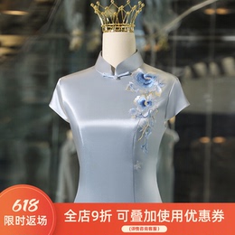 (Scion) Summer New Wedding Moms Dress Wedding Qipao High-end Happy Mother-in-law Embroidered Wedding Dresses Everyday