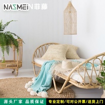 ins rattan woven bed 1 5 meters bed and breakfast Indonesia natural rattan art sofa bed Childrens bedroom bed and breakfast rattan bed and breakfast simple people