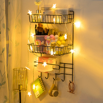 Bedside hanging basket non-perforated wall Wall student dormitory artifact wall storage shelf bedroom storage makeup rack