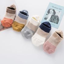 Socks Children Korean version Short Sox Shallow Mouth Ship Socks Female Cute Day Ensemble Low Bunch Spring Summer Short Splice color Double-pin invisible 100 hitch