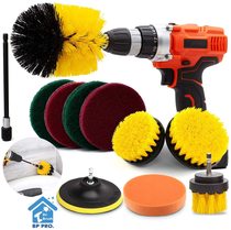 Cross-border explosive 11-piece set Electric cleaning brush head set 4 inch scouring cloth floor tile wall cleaning brush