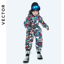 VECTOR childrens one-piece ski suit windproof Waterproof warm and thick snow-proof jacket for boys skiing equipment