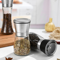 Hot sell kitchen pepper grinder rotates manual glass conditioning bottle stainless steel sea salt flask bottle