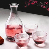 Japanese-style wine bottle set transparent glass Hulk small cup sake fruit wine plum small glass frosted cup