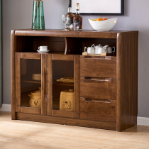 New Chinese sideboard semi-solid wood cupboard locker restaurant dining cabinet living room tea cabinet modern walnut color