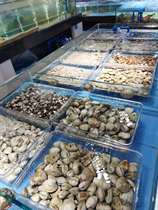 Seafood stall with flower armor frame basket leakage sand box large hole increased with bracket acrylic transparent blue and white