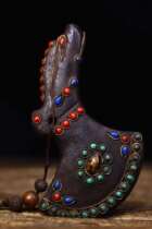 Private collection Old natural meteorite Handmade filigree gem beads amulet a