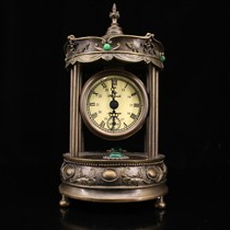 Folk collection of old pure copper inlaid gemstone classical clock drawn old mechanical alarm clock