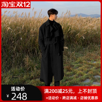 2021 new spring and autumn mens design sense windbreaker mens long coat Korean casual loose English style coat