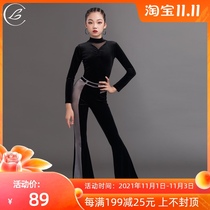 Leya Chi Latin dance clothes practice clothes childrens suits womens dance clothes long sleeves autumn and winter fashion Latin pants sets