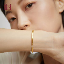 925 gold-plated brushed bracelet female sterling silver ins niche design Frosted Gold opening silver bracelet fine fashion bag gold