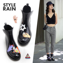 Rainshoes womens Korean fashion models wear cute two-wear non-slip rubber shoes women waterproof shoes women rain boots short tube