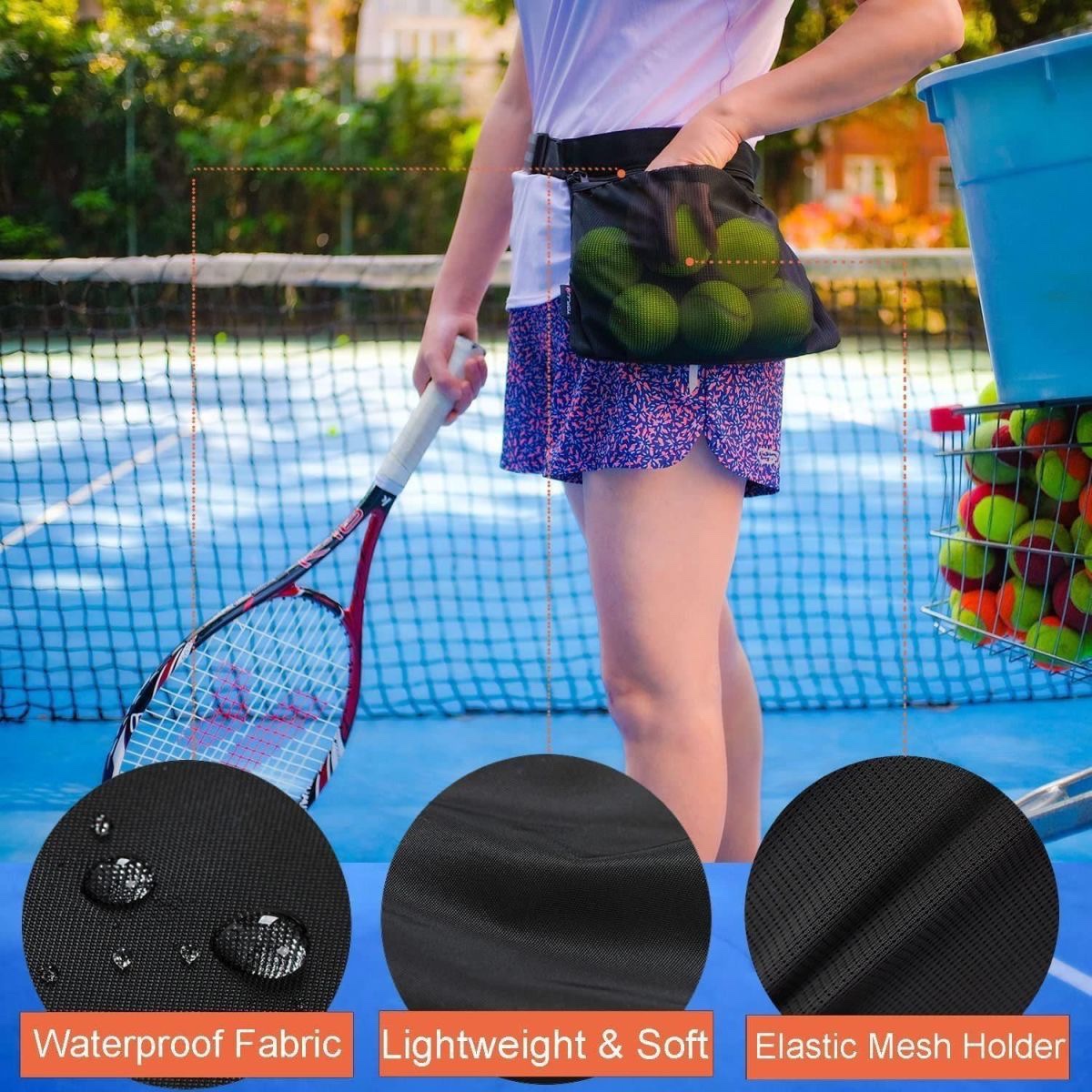 テニスピックアップバッグ、卓球ゴルフポータブル収納バッグ、トレーニングボールピックアップバッグ、ウエストバッグ