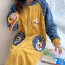 Sleeping Robe Woman Autumn Winter Coral Suede Long style 2021 New bathrobe sleeping dress with velvet thickened warm pyjamas jacket