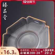 Handmade glass cup pad gold thick cup holder simple saucer kung fu tea set tea ceremony Cup Saucer Tea Pad