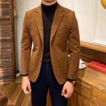 Mr. Lu San English style corduroy slim suit jacket men's Korean version of ruffian handsome casual suit jacket tide