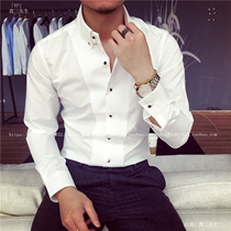Autumn French button white long sleeve cuff shirt wedding business dress non-iron shirt slim top men tide