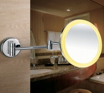 Acrylic hotel wall-mounted ultra-thin with LED light single-sided Beauty Mirror bathroom vanity mirror magnifying 8 inch Telescopic