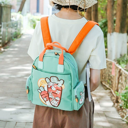 Милый морковный школьный рюкзак, сумка через плечо, с вышивкой