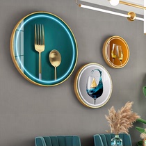 Light luxury style restaurant decorations dining room background wall decoration round Nordic TV Wall Wall decoration metal pendant
