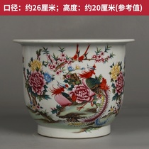 Jingdezhen sticker pastel Xiangfeng Laiyi Flower and bird pattern large flower pot Antique porcelain Old antique flower collection