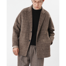 Casual sheep wool woolen coat mens short Chandon Tweed without cashmere autumn and winter double-sided mens coat
