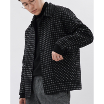  Houndstooth plaid double-sided jacket Boys Korean short wool coat mens wool coat wool tooling