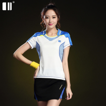 (Refreshing type)Single and double size badminton suit top short-sleeved round neck T-shirt quick-drying ball suit badminton suit women