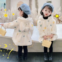 Korean girl coat autumn and winter 2022 new foreign style childrens sweater thickened female baby spring princess style