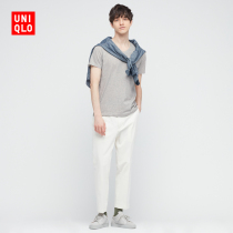  UNIQLO Mens and womens QUICK-drying V-neck T-shirt(short-sleeved solid color autumn and winter bottoming) 433026 UNIQLO
