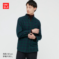 Uniqlo mens flannel plaid shirt (long sleeve casual early autumn light coat) 441772
