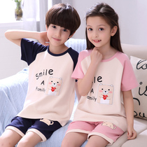 Childrens pajamas boys summer thin cotton short-sleeved set childrens pajamas summer childrens home clothes