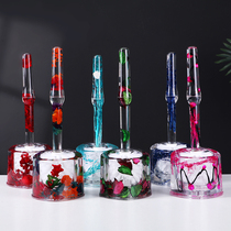 High-grade acrylic Creative Square toilet brush plexiglass pink round green perforated red toilet brush