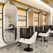 High-End barber shop creative hairdressing mirror table single-sided hanging wall with LED light hair salon cutting clothing shop fitting mirror