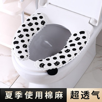 Small fresh velcro toilet stickers summer cotton and hemp toilet seat cushion Household waterproof four seasons universal net red toilet cover