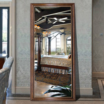 American dressing mirror Wall full-length mirror floor mirror fitting mirror retro European home veneer wall light luxury mirror hanging wall