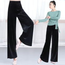 Golden velvet wide leg dance practice pants women thick autumn and winter Chinese classical body training modern dance dance costume