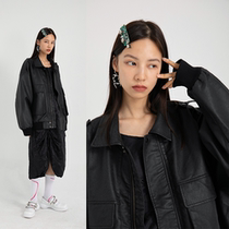 FUNKYFUN vintage yuppie fashionable short profile leather jacket multi-pocket coat thick handsome motorcycle jacket tide