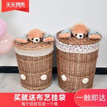 Liu Ruixuan Willow rattan large with lid pet storage bucket dirty clothes basket toy frame clothes basket