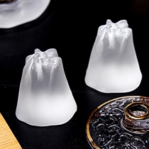 Chinese-style crystal glass purple sand pot lid Kung Fu tea set accessories iron pot copper pot lid holder tea holder column shelf