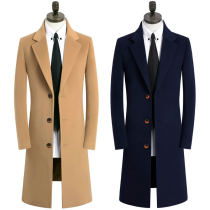Korean winter woolen coat mens Korean version mid-length British style slim mens woolen coat Nizi coat tide