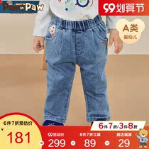 PawinPaw cartoon bear childrens wear autumn and winter 2021 new male baby casual jeans trousers