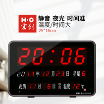 Hongchuang perpetual calendar electronic watch wall clock Living room bedroom silent clock wall clock Fashion household wall clock