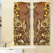 Thai teak carved board Southeast Asian style child elephant wall decoration Club House Inn Inn Hostel aisle wall decoration